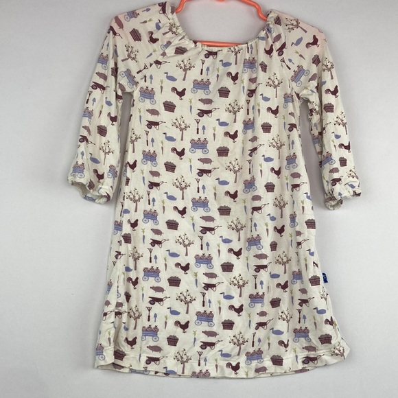 Kickee Pants Other - Kickee Pants natural white & purple farm dress peasant 18-24